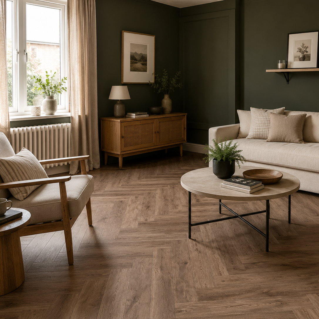 Formation Herringbone Silvery Clay Glue Down - PlusFloor